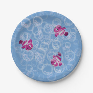 Blasen in Fisch (rosa) Pappteller