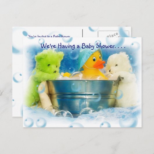 Blasen Kinderdusche Einladungen (Vorne/Hinten)