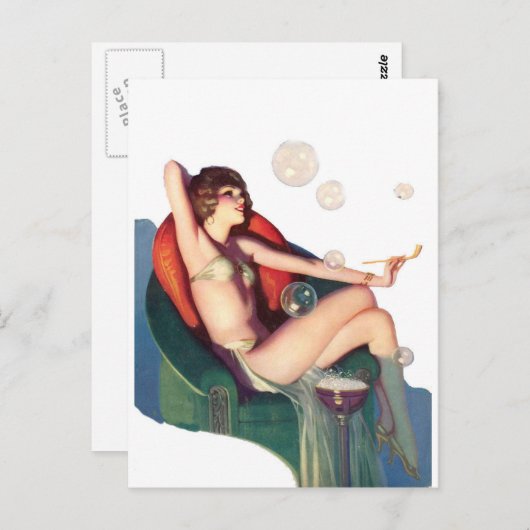 Blasen mit klassischem Button Postkarte (Vorne/Hinten)