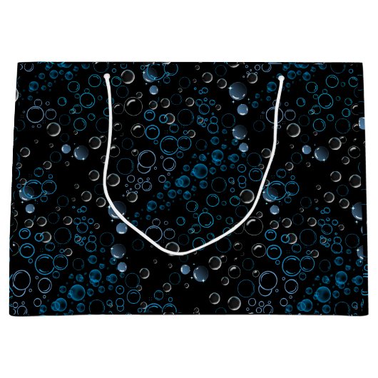 Blasen Muster 01 Schwarze BG Große Geschenktüte (Vorderseite)