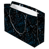 Blasen Muster 01 Schwarze BG Große Geschenktüte (Rückseite Schrägansicht)