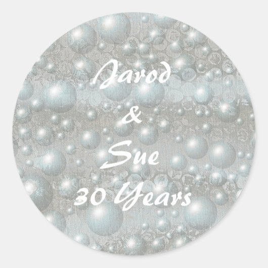 Blasen Perlen Silver Blue Anniversary Stickers (Vorderseite)