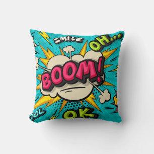 Blasen Pop Art Cloud Blase. Lächeln, wow, pow, coo Kissen