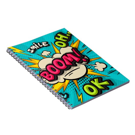 Blasen Pop Art Cloud Blase. Lächeln, wow, pow, coo Notizblock (Rechte Seite)