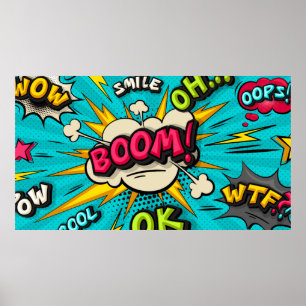Blasen Pop Art Cloud Blase. Lächeln, wow, pow, coo Poster