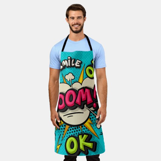 Blasen Pop Art Cloud Blase. Lächeln, wow, pow, coo Schürze (Getragen)