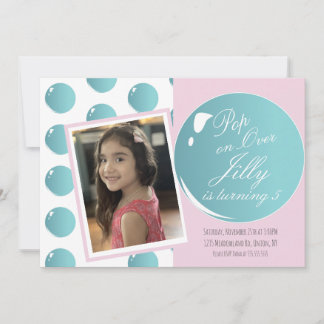 Blasen Pop über Geburtstagsparty Rosa Einladung