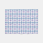 Blasen-Retro-Blumen (blau und rosa) Muster Fleecedecke (Vorderseite (Horizontal))