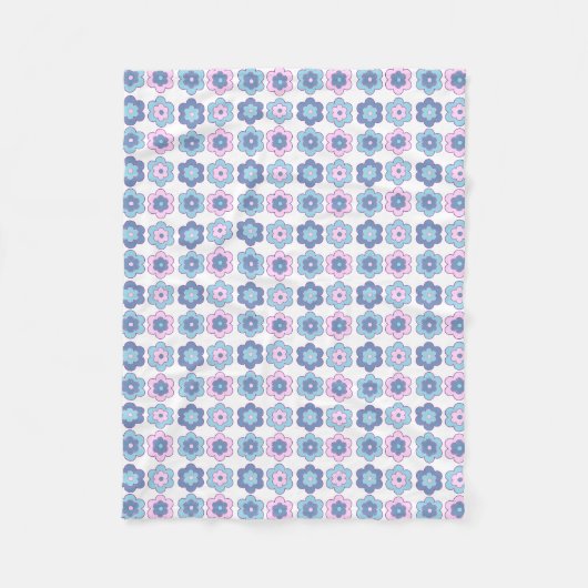 Blasen-Retro-Blumen (blau und rosa) Muster Fleecedecke (Vorderseite)