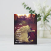 Blasen Schlaf am Feuer Postkarte (Stehend Vorderseite)