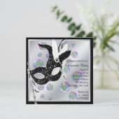 Blasen Schwarz-Weiß-Maskerade-Party Einladung (Stehend Vorderseite)