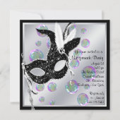 Blasen Schwarz-Weiß-Maskerade-Party Einladung (Vorderseite)