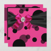 Blasen Schwarzes Krawatte Party Rosa Schwarzes Par Einladung (Vorne/Hinten)