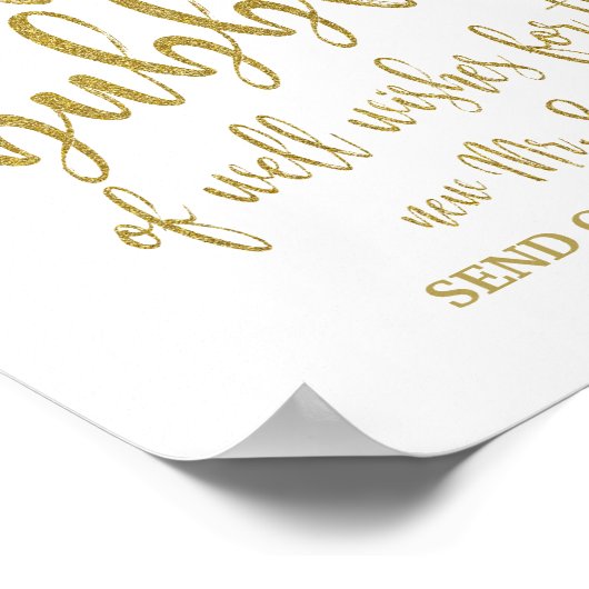 Blasen senden Gold Glitzer 8x10 Hochzeitszeichen a Poster (Ecke)