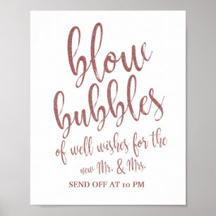 Blasen senden Rose Gold Glitzer 8x10 Zeichen Poster