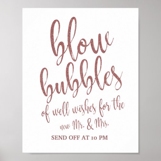 Blasen senden Rose Gold Glitzer 8x10 Zeichen Poster (Vorne)