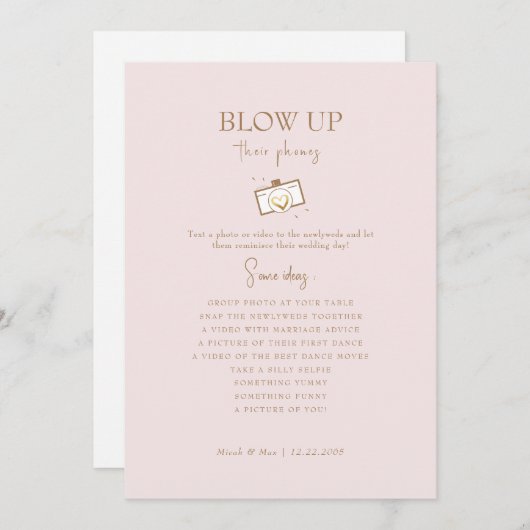 Blasen Sie Ihre Handys Empfang Gold Text Einladung (Vorne/Hinten)
