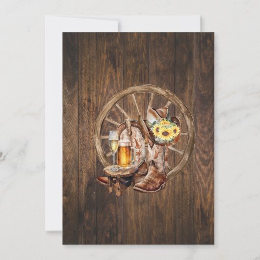 Blasen Stiefel & Bräune bevor ich Sonnenblumen Wes Einladung (Rückseite)