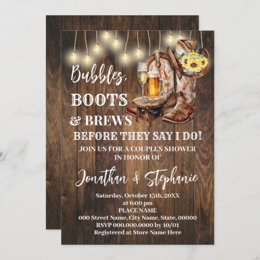 Blasen Stiefel & Bräune bevor ich Sonnenblumen Wes Einladung (Vorne/Hinten)