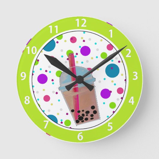 Blasen-Tee - Blasen-Hintergrund Runde Wanduhr (Vorderseite)