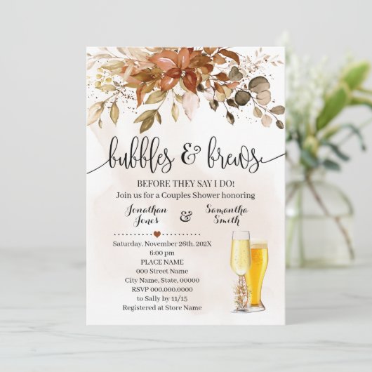 Blasen und Brände Herbst Polterabend Einladung (Stehend Vorderseite)