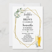 Blasen und Brauen Geburtstagsgrün Gold Einladung (Vorderseite)