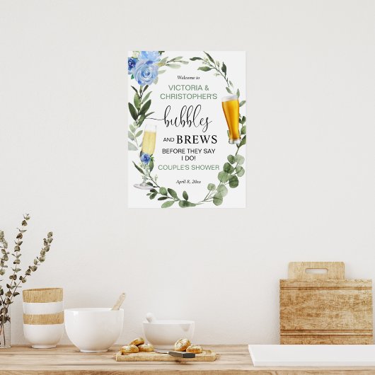 Blasen und Brause Paare Babydusche Begrüßungszeich Poster (Küche)