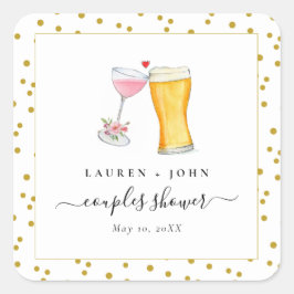 Blasen und Brautpaare Dusche Quadratischer Aufkleber