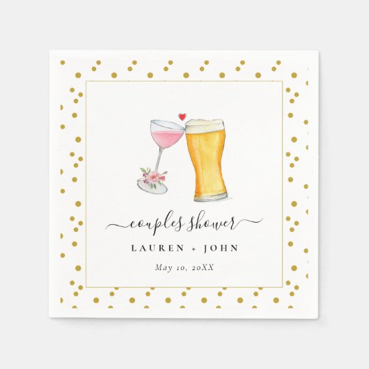 Blasen und Brautpaare duschen Napkins Serviette (Vorderseite)