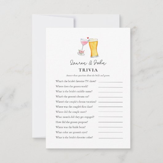 Blasen und Brew Couple's Shower Trivia Spiele Einladung (Vorderseite)