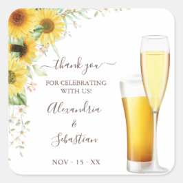 Blasen und Brüche Danke für die Sonnenblumenhochze Quadratischer Aufkleber