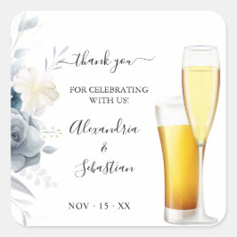 Blasen und Brüche Danke Rose Hochzeit Quadratischer Aufkleber