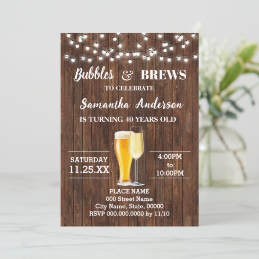 Blasen und Brühe Erwachsene Geburtstag Einladung (Stehend Vorderseite)