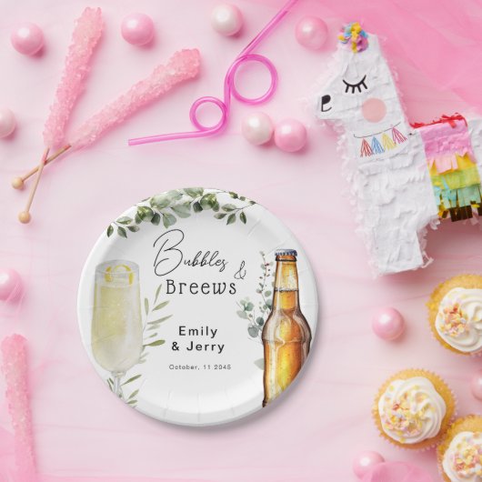 Blasen und Brühe Eukalyptus Couple Dusche Party Pappteller (Party)