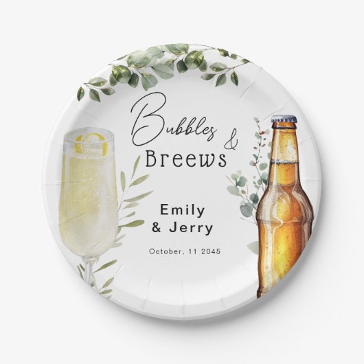 Blasen und Brühe Eukalyptus Couple Dusche Party Pappteller (Vorderseite)