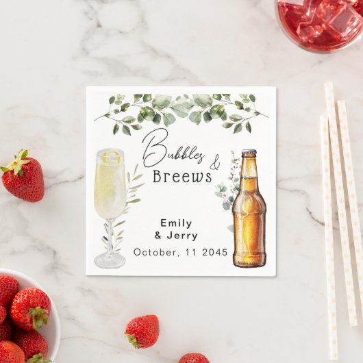 Blasen und Brühe Eukalyptus Couple Dusche Party Serviette (Beispiel)