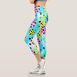 Blasen und Punkte Girly Blue pink gelb Capri Leggings