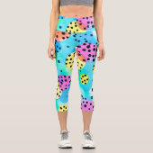 Blasen und Punkte Girly Blue pink gelb Capri Leggings (Vorderseite)