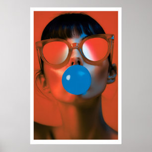 Blasen von Blasen Pop Art Druck Frau mit Poster