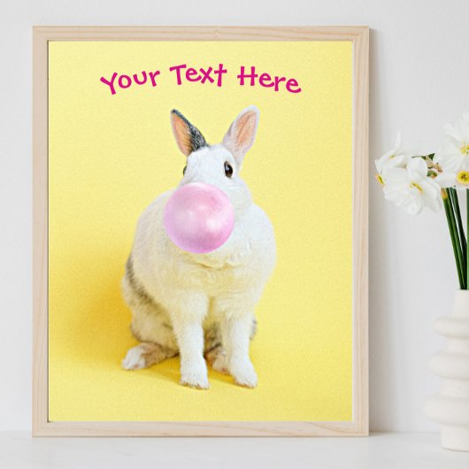 Blasen von Rabbit Blasen Gum Blasen Nachricht oder Poster