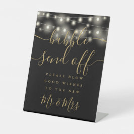 Blasenabschiedsschnur Lichtern Schwarz und Gold Sockelschild