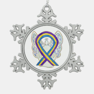 Blasenkrebs-Bewusstsein Band-Engel-Ornament Schneeflocken Zinn-Ornament