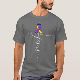 Blasenkrebs-Bewusstsein Jesus Tricolor Ribbon Gif T-Shirt