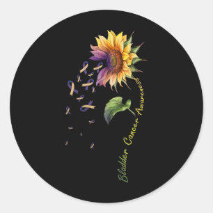 Blasenkrebs Bewusstsein Sonnenblumen Shirt Runder Aufkleber