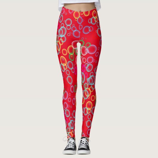 Blasenmuster 02.b Rotes BG Leggings (Vorderseite)