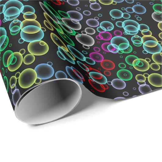 Blasenmuster 02.b Schwarzes BG Geschenkpapier (Rolleneckpunkt)