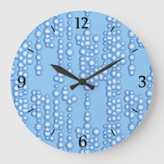 Blasenstrom, hellblaue Farbtöne Große Wanduhr (Vorderseite)