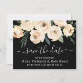 Bläserbeige Blush Gold Save the Date schwarz Ankündigung (Vorderseite)