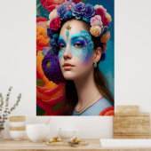 Bläserblaues Gesichtsschminken Poster (Küche)