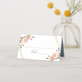 Bläserblush Gold Geometric Dusty Blue Wedding Platzkarte